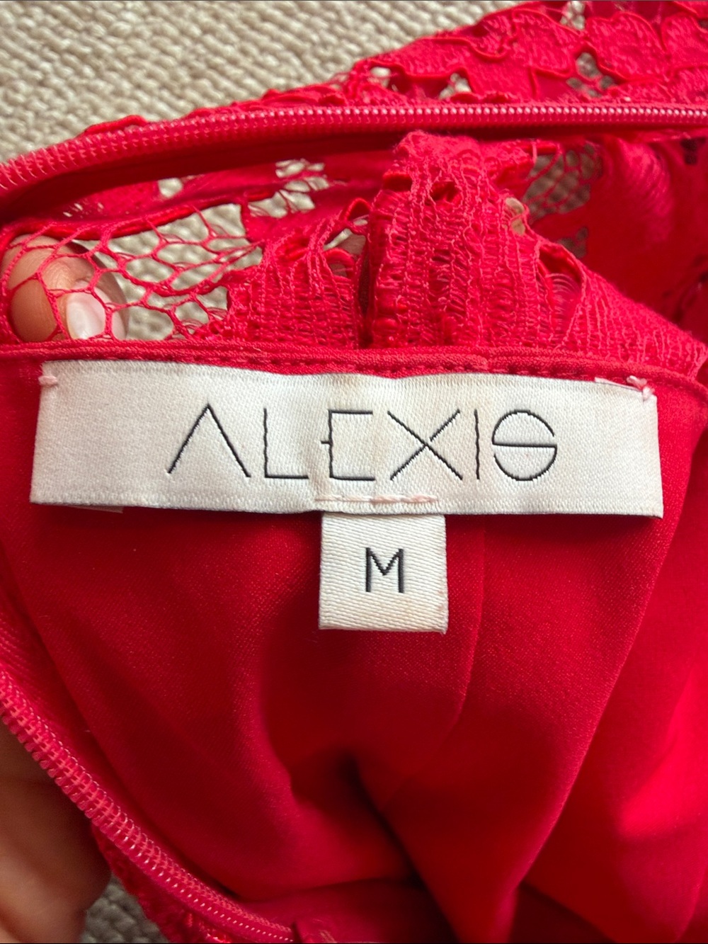 Alexis Red Lace Maxi Dress with Short Sleeves - Picture 2 of 3